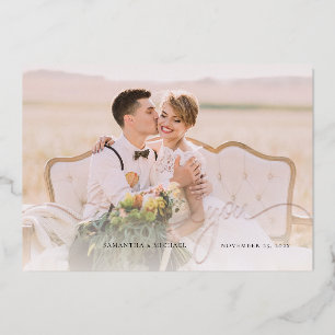 Rose Gold Foil Wedding Foto Danke Karte