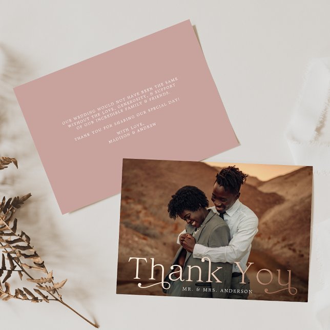 Rose Gold Foil Wedding Foto Danke Karte (Von Creator hochgeladen)
