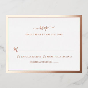 Rose Gold Foil Wedding RSVP Card Folie Einladungspostkarte