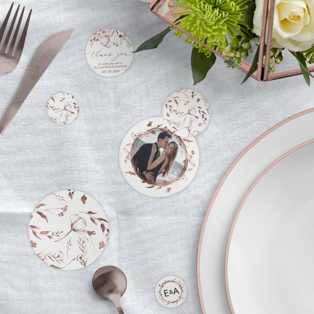 Rose Gold Foil Wildblume Spring Monogram Wedding Konfetti (Von Creator hochgeladen)