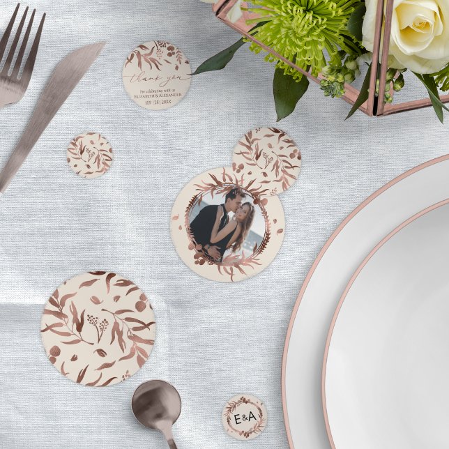 Rose Gold Foil Wildblume Spring Monogram Wedding Konfetti (Von Creator hochgeladen)
