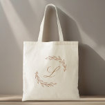 Rose Gold Foliage Monogramm Tragetasche<br><div class="desc">Maßgeschneiderte Tasche aus Monogramm mit modernster rustikaler Rose aus goldblättrigem Kraut.</div>