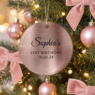 Rose Gold Folie 21. Geburtstagsfoto Keramik Ornament
