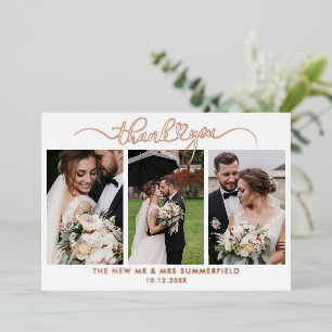 Rose Gold Folie 3 Fotos Hochzeit Danke Karte