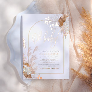 Rose Gold Folie Boho Pampas Bogen Baby Shower Folieneinladung