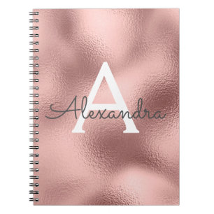 Rose Gold Folie Glanz Monogramm Notizbuch Notizblock