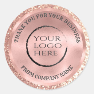 Rose Gold-Folie Glitter Dank Custom-Logo Classic Runder Aufkleber