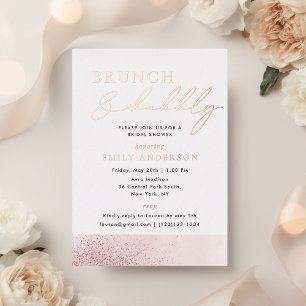 Rose Gold Folie Hochzeitsbrunch und Sekt Folieneinladung