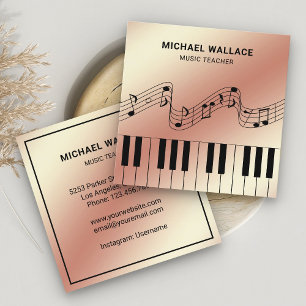 Rose Gold Folie Klavier Tasten Musiker Pianist Quadratische Visitenkarte