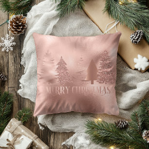 Rose Gold Folie Metallic Frohe Weihnachtsbaum Kissen