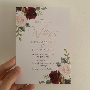 Rose Gold Folie Moderne Wein- und Rosé-Hochzeit Folieneinladung