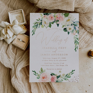ROSE GOLD FOLIE Rosa Blumen Hochzeit Folieneinladung