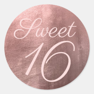 Rose Gold Folie Rouge Sweet Sixteen Runder Aufkleber