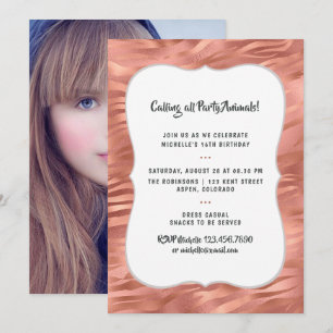Rose Gold Folie Tiger Streifen Geburtstag für jede Einladung