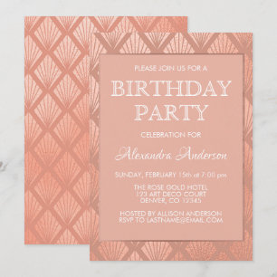 Rose Gold Folien Art Deco Geburtstagsfeier Einladung