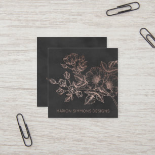 Rose Gold Folien Blumen Quadratisch Geschäftskarte Quadratische Visitenkarte