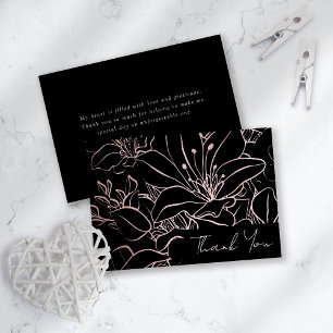 Rose Gold Folien-Linienkunst Florale Hochzeitsdusc Dankeskarte