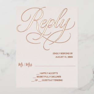 Rose Gold Folien-Rotwangigkeit RSVP-Karte Folie Einladungspostkarte