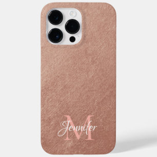 Rose Gold Folientextur Foto Monogramm Case-Mate iPhone 14 Pro Max Hülle