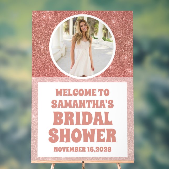 Rose Gold Foto Brautparty Willkommen Mattiert Acrylschild (Neutral)