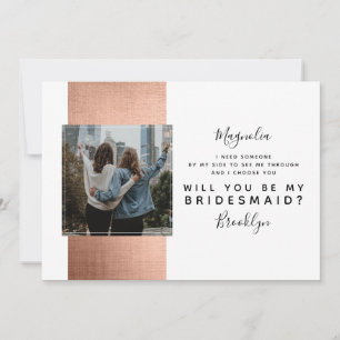 Rose Gold Foto Bridesmaid Vorschlagkarte Einladung