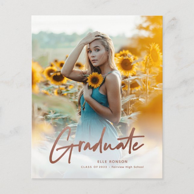 Rose Gold Foto Graduation Party Einladung (Vorderseite)