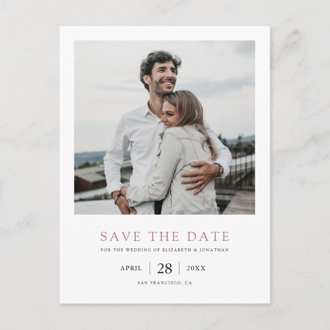 Rose Gold Foto Save the Date Hochzeit Einladungspostkarte (Vorderseite)