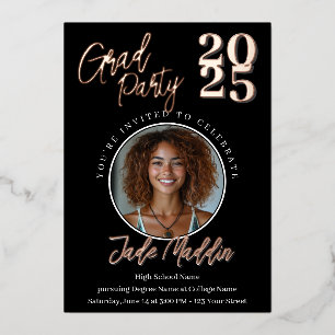 Rose Gold-Fotodesign für die Abschlussfeier der Hi Folieneinladung