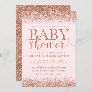 Rose Gold Fox Glitzer Kinderdusche Einladung