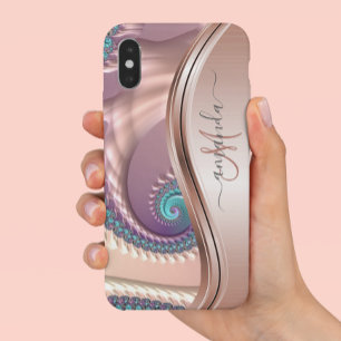 Rose Gold Fraktal Handschrift Kalligrafie iPhone 13 Pro Hülle