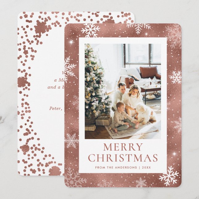 Rose Gold Frohe Weihnachten Schneeflocken Schnee F (Vorne/Hinten)