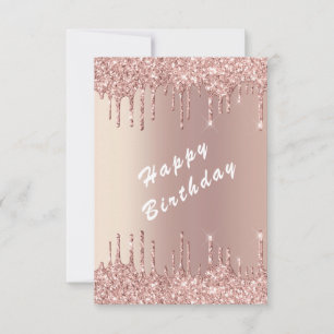 Rose Gold Funkelnd Glitzer Geburtstagskarte Karte