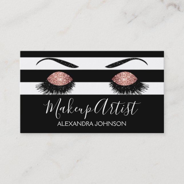 Rose Gold Funkelnd Glitzer Moderner Makeup Künstle Visitenkarte (Vorderseite)