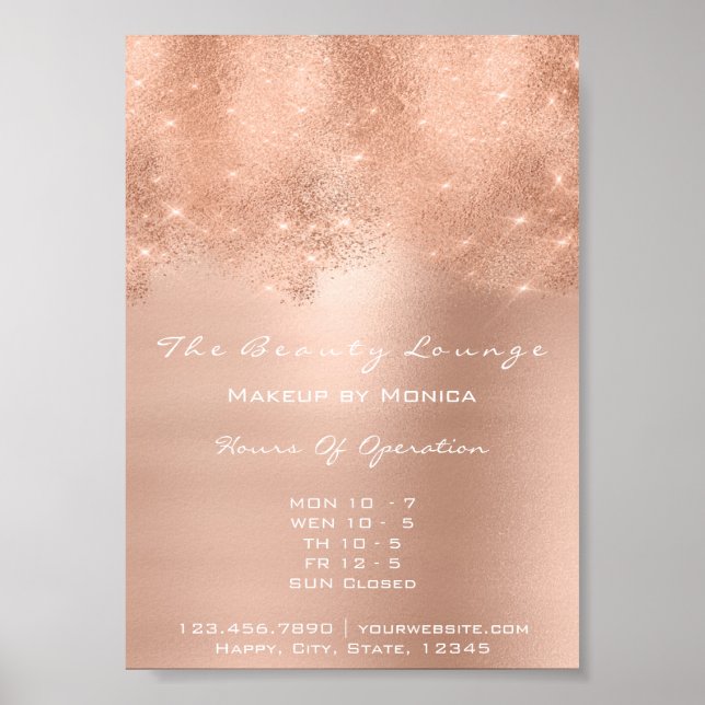 Rose Gold Funkelnd Lux Weißer Glitzer Schönheitssa Poster (Vorne)