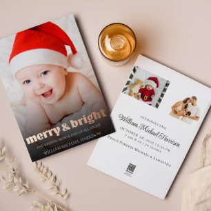 Rose Gold Funny Holiday Baby Geburtsankündigung Folien Feiertagskarte