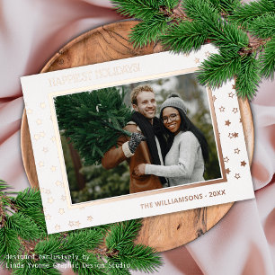 Rose Gold für benutzerdefinierte Chic Twinkling St Folien Feiertagspostkarte