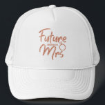 Rose Gold Future Mrs Bride Trucker Hat Truckerkappe<br><div class="desc">Sparkling rose Gold Future Mrs. Design is great for Bridal Shower or Bachelorette Party,  Einsatz Parteien und Fotoshoots. Last name can be easily change.</div>