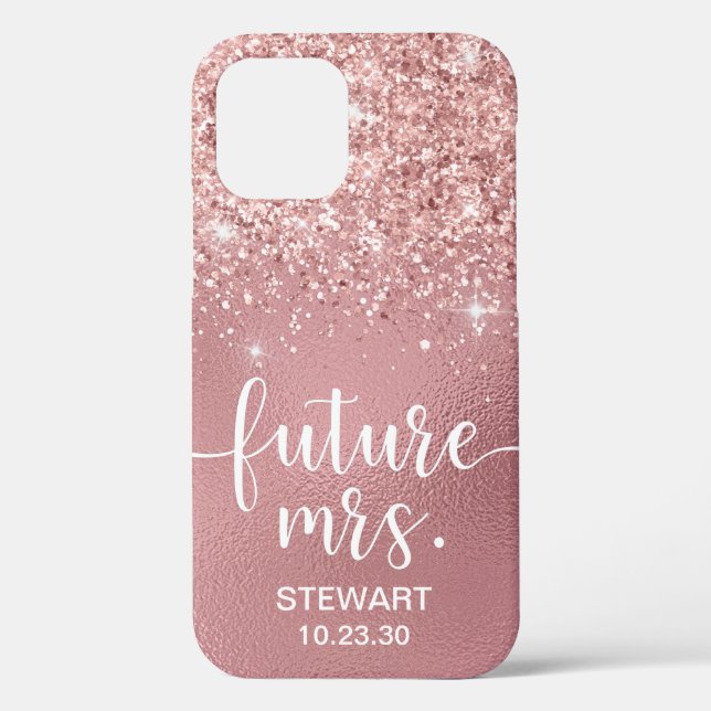 Rose Gold Future Mrs Glitter Case-Mate iPhone Hüll Hülle (Rückseite)