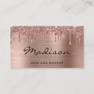 Rose Gold gebürsteter Metall-Glitter-Drip-Haar- un Visitenkarte