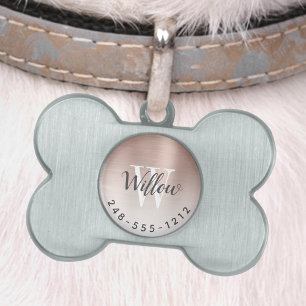 Rose Gold gebürstetes Metall Monogramm Ombre Hunde Tiermarke