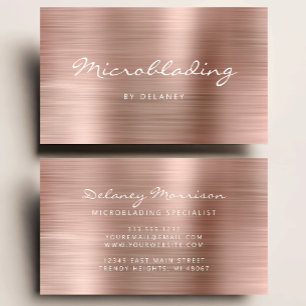 Rose Gold gebürstetes Metall Schrift Microblading Visitenkarte