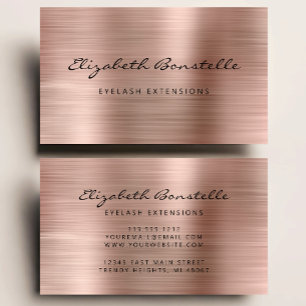 Rose Gold gebürstetes Metall Schrift Wimpernverlän Visitenkarte