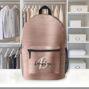 Rose Gold gebürstetes Metall-Schriftmonogramm Bedruckter Rucksack