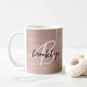 Rose Gold gebürstetes Metall-Schriftmonogramm  Kaffeetasse