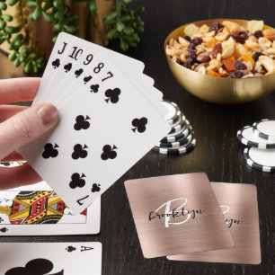 Rose Gold gebürstetes Metall-Schriftmonogramm Spielkarten