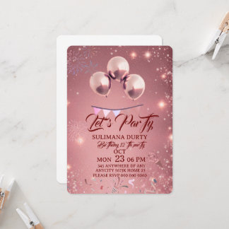 Rose Gold Geburtstagseinladungsvorlage: Lass uns f Einladung