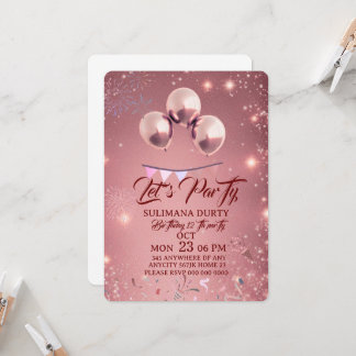 Rose Gold Geburtstagseinladungsvorlage: Lass uns f Einladung