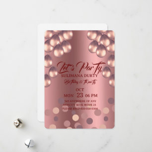 Rose Gold Geburtstagseinladungsvorlage: Lass uns f Feiertagskarte