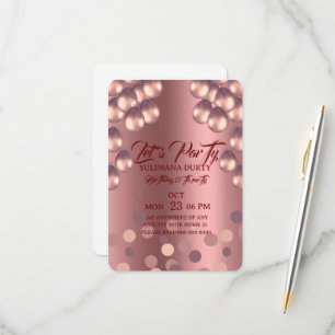 Rose Gold Geburtstagseinladungsvorlage: Lass uns f RSVP Karte
