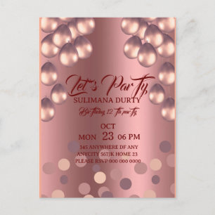 Rose Gold Geburtstagseinladungsvorlage: Lasst uns Postkarte